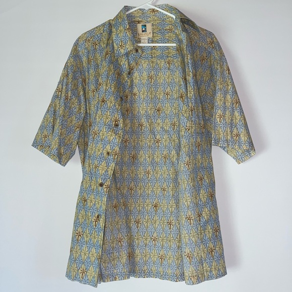 Men's Hawaiian Kahala button down shirt Blue and Green size Medium - Picture 3 of 6